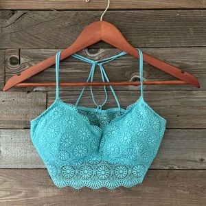 Blue lace padded bralette
